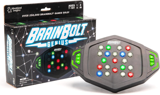 Educational Insights BrainBolt Genius - Handheld Memory Game with Light and Sound, Electronic Brain Games, Single Player Brain Teasers for Kids Teens, & Adults, Gamer Gifts for Boys & Girls Ages 7+ - PuriLite