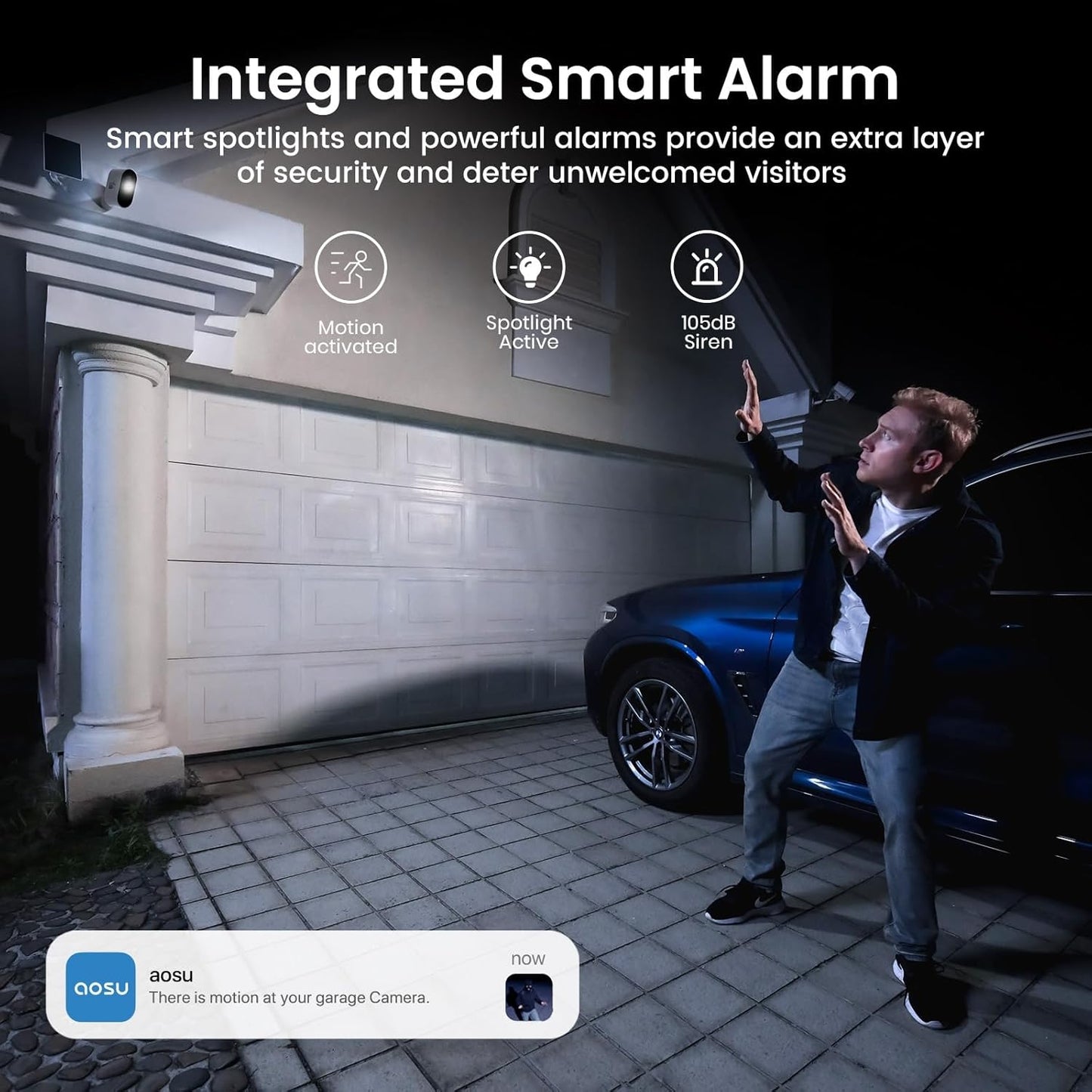 AOSU 2K Solar Security Cameras Wireless Outdoor, WiFi Camera Surveillance Exterieur for Home Security System, 166° View, Color Night Vision, 2-Way Talk, 32GB Homebase Local Storage, No Monthly Fee