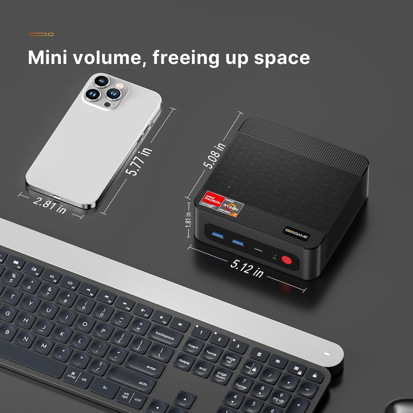 BOSGAME P4 Plus Mini PC Desktop Computers, AMD Ryzen 7 5825U (up to 4.5GHz), 32GB DDR4, 1TB PCIe SSD, Dual LAN 2.5G & Wi-Fi 6E & BT5.2, 4K Triple Display, Compact Silent PC for Gaming, Office, Design