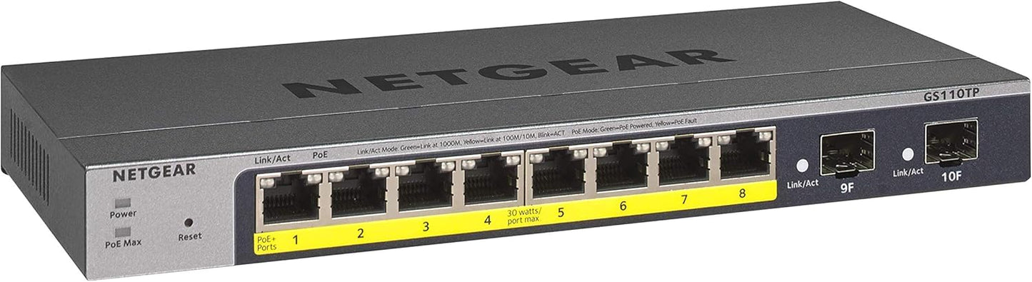 NETGEAR 26-Port PoE Gigabit Ethernet Smart Switch (GS724TP) - Managed, 24 x 1G, 24 x PoE+ @ 190W, 2 x 1G SFP, Optional Insight Cloud Management, Desktop or Rackmount, and Limited Lifetime Protection