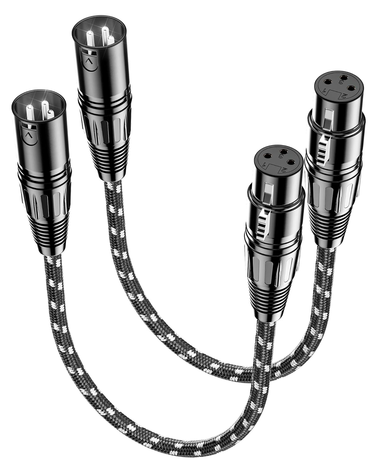 VANDESAIL XLR Cables 25ft 2 Pack, Durable Nylon Braided XLR Microphone Cable, Mic Cable, Shielded and Fully Balanced OFC Male to Female Cord for Recording Mixer Amplifie Speaker Black White