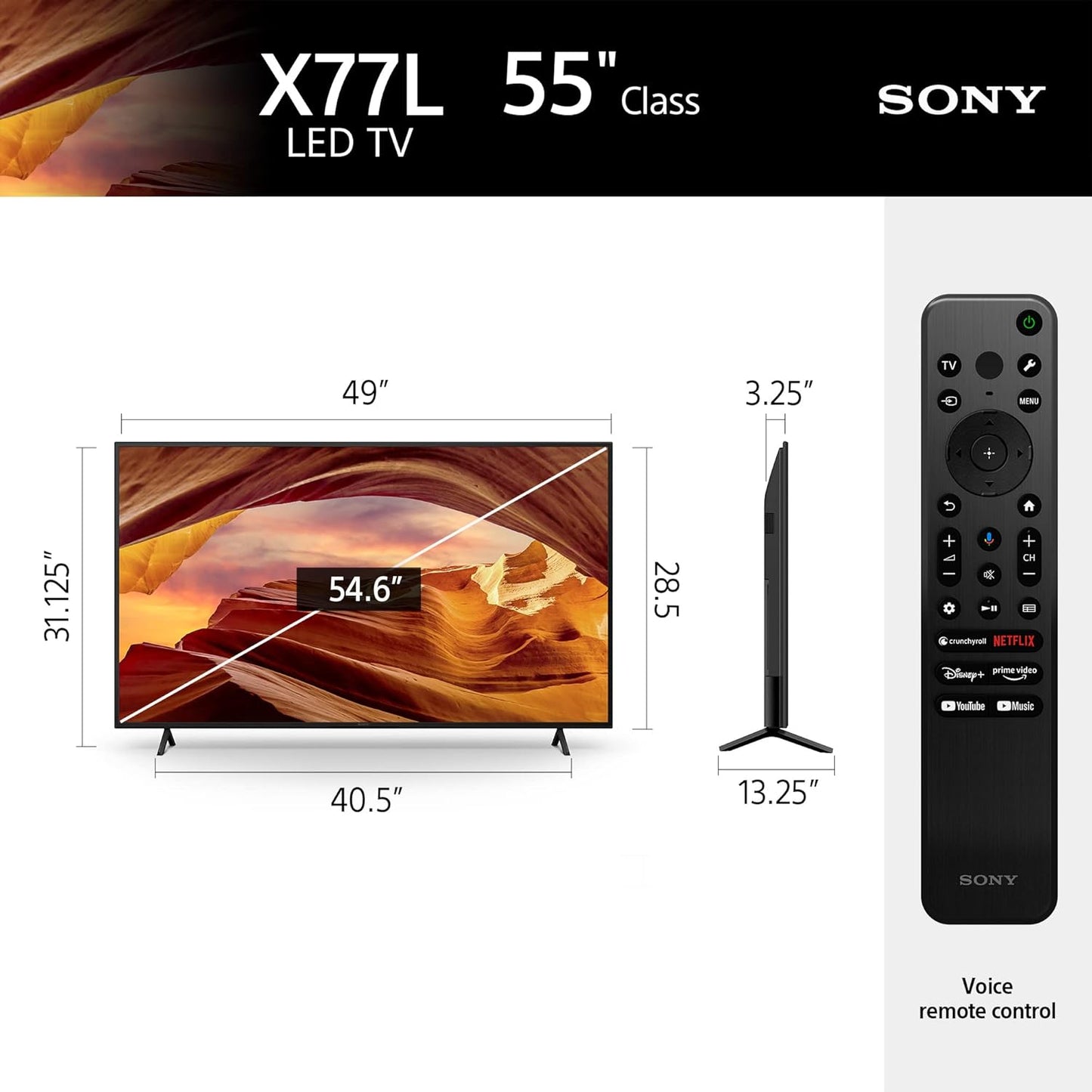 Sony 65 inch X77L LED 4K Ultra HD HDR Smart Google TV with Google Assistant and Exclusive Features for PlayStation 5 (KD65X77L) - 2023 Model
