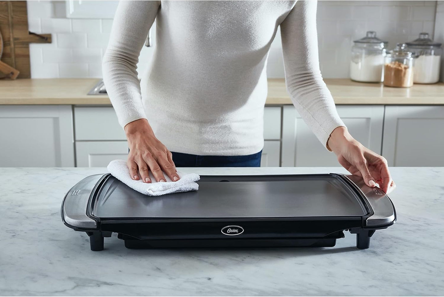 Oster DiamondForce Nonstick Electric Griddle, Breakfast & Pancake Griddle w/Warming Tray, Easy Food Release & Superior Nonstick Performance, 10 x 20 inch - PuriLite