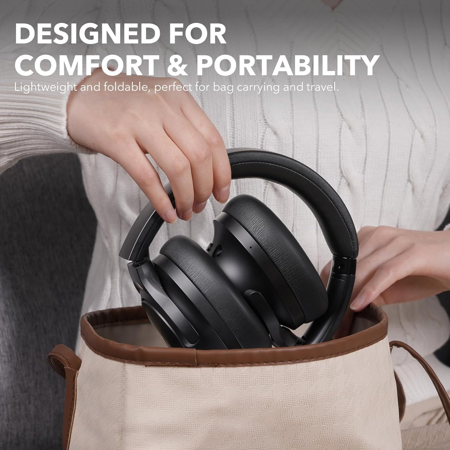 1Mii Y8+ Noise Cancelling Headphones Bluetooth, Wireless LDAC Hi-Res Audio, Custom EQ via App, 75H Playtime, Comfort Fit, Over Ear Headphones Foldable for Airplane Travel Home Office - Black