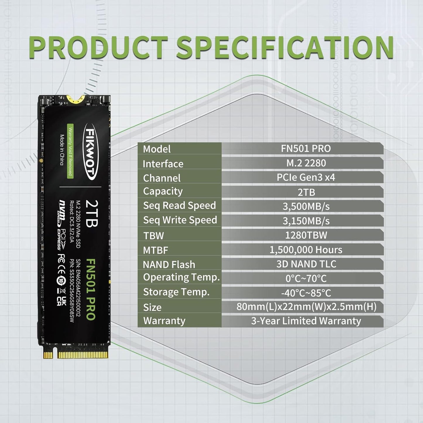Fikwot FN970 2TB M.2 2280 PCIe Gen4 x4 NVMe 1.4 Internal Solid State Drive with Heatsink - Speeds up to 7,400MB/s, Configure DRAM Cache, Compatible PS5 Internal SSD