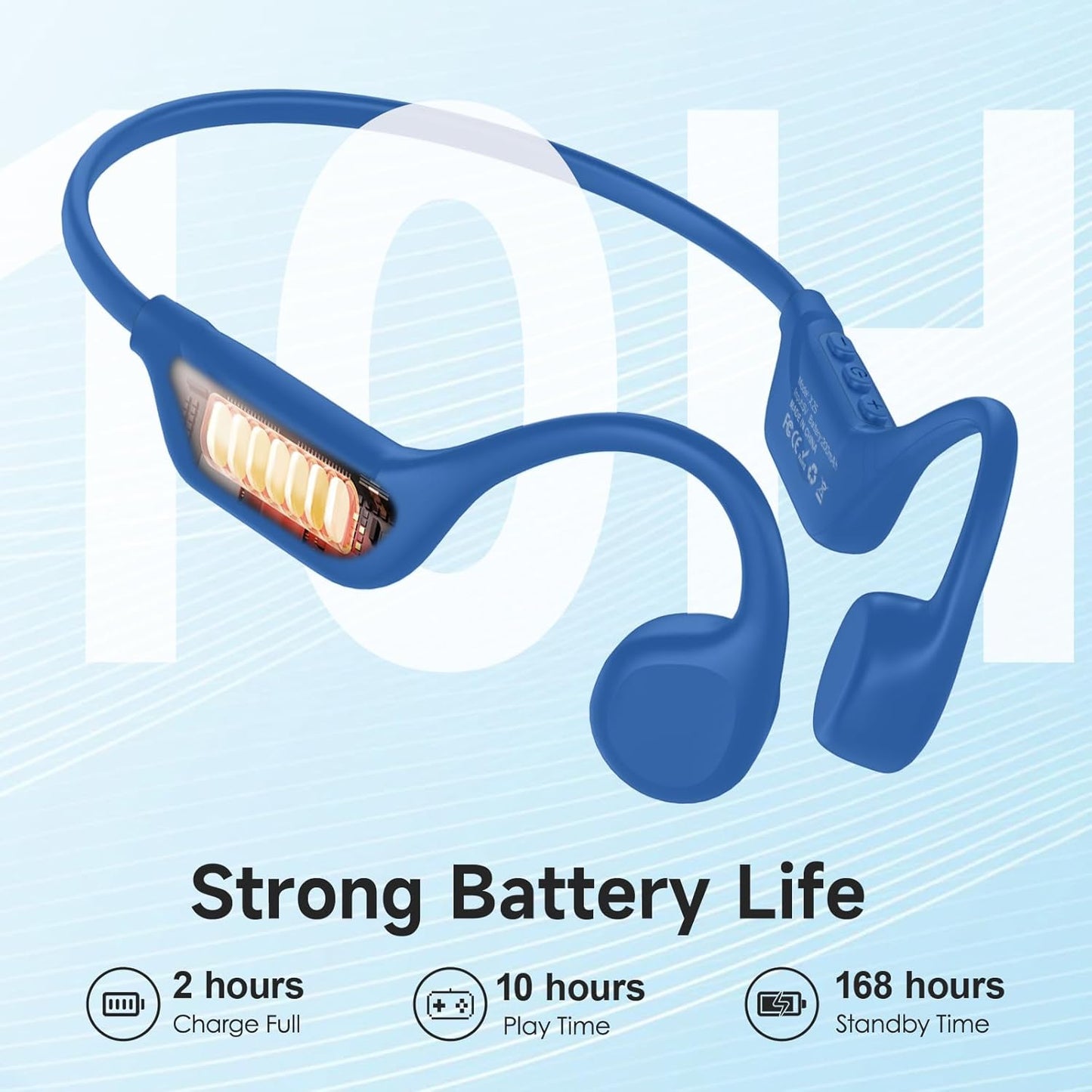 IFECCO Bone Conduction Headphones Bluetooth 5.4 - IPX5 Waterproof Bone Conduction Earbuds,Open Ear Wireless Sport Headphones for Running Workout Cycling (Blue)