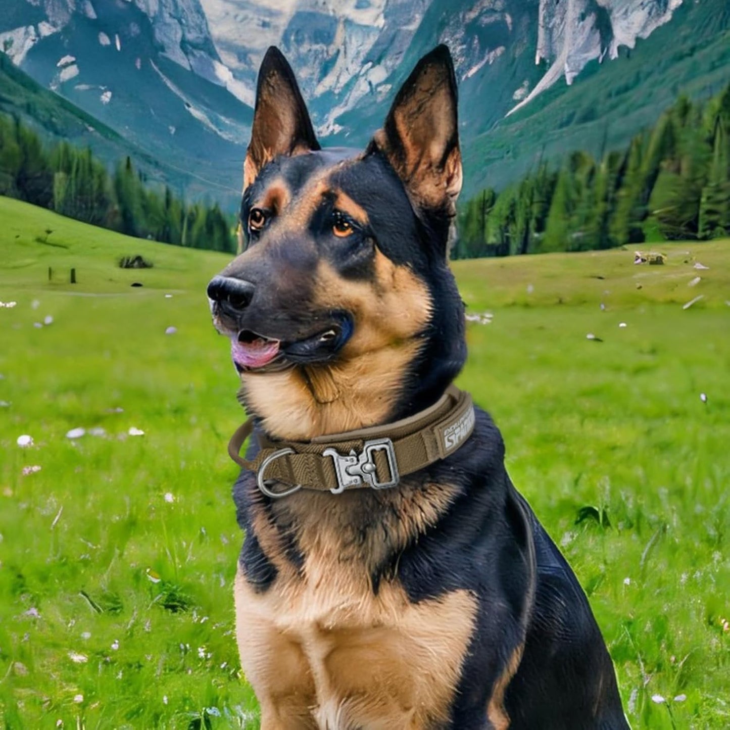 EXCELLENT ELITE SPANKER Tactical Dog Collar Nylon Adjustable K9 Collar Military Dog Collar Heavy Duty Metal Buckle with Handle(Coyote Brown-XL)