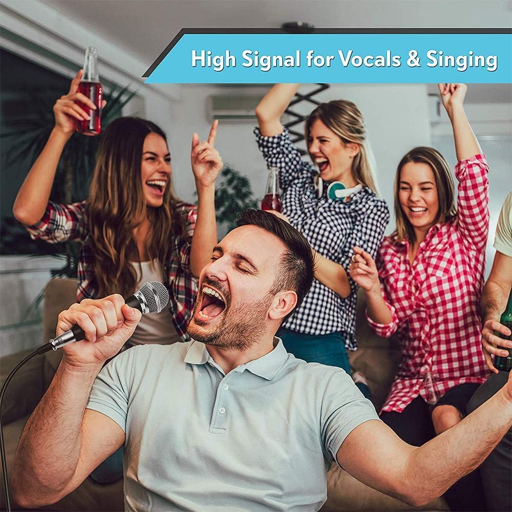 Pyle Professional Dynamic Vocal Microphone - Moving Coil Dynamic Cardioid Unidirectional Handheld Microphone with ON/OFF Switch Includes 15ft XLR Audio Cable to 1/4'' Audio Connection - PDMIC59