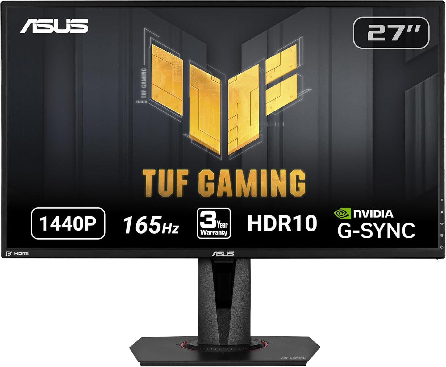 ASUS TUF Gaming 27” 1440P Gaming Monitor (VG27AQM1A) - QHD (2560x1440), 260Hz, 1ms, Fast IPS, ELMB Sync, Freesync Premium, G-Sync compatible, Variable Overdrive, 90%DCI-P3, DisplayHD 400, 3yr warranty