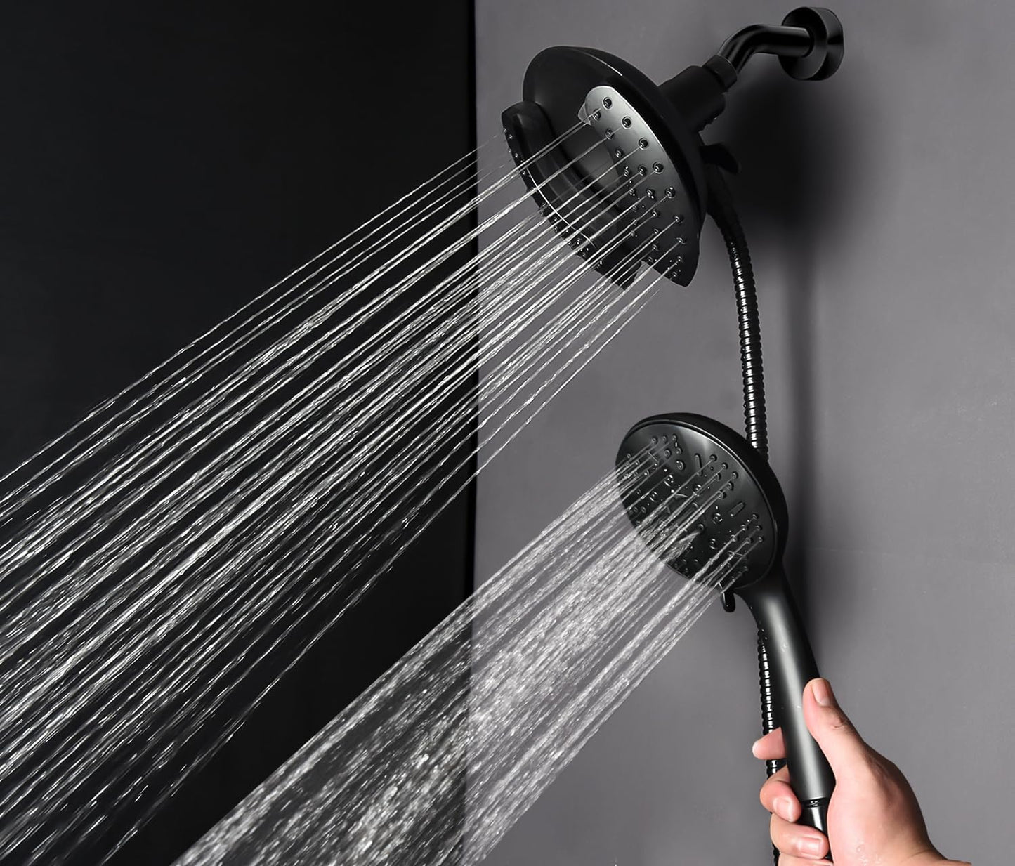GRICH Shower Heads with Hand Held Spray: 9 Modes High Pressure Shower Head & Rain Shower Head, 2 in 1 Anti-Leak Shower Head with Hose, Height/Angle Adjustable, cUPC Certification Approved