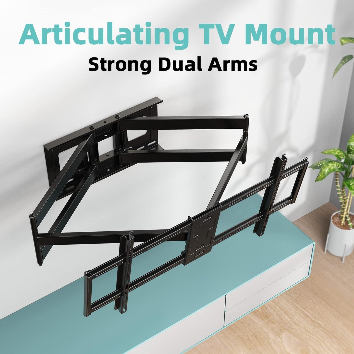 HCMOUNTING 40.9" Dual Articulating Long Arm TV Wall Mount for 42-90 inch TV, Heavy Duty Full Motion Swivel & Tilt & Extension Wall Mount TV Bracket, Holds up to 179 lbs, Max Vesa 800x400mm - PuriLite