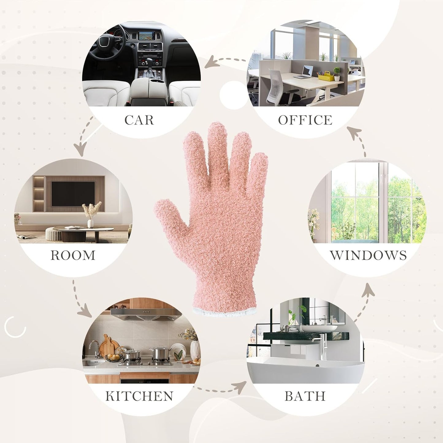 EvridWear Microfiber Auto Dusting Cleaning Gloves for Cars and Trucks, Dust Cleaning Gloves for House Cleaning, Perfect to Clean Mirrors, Lamps and Blinds (S/M)