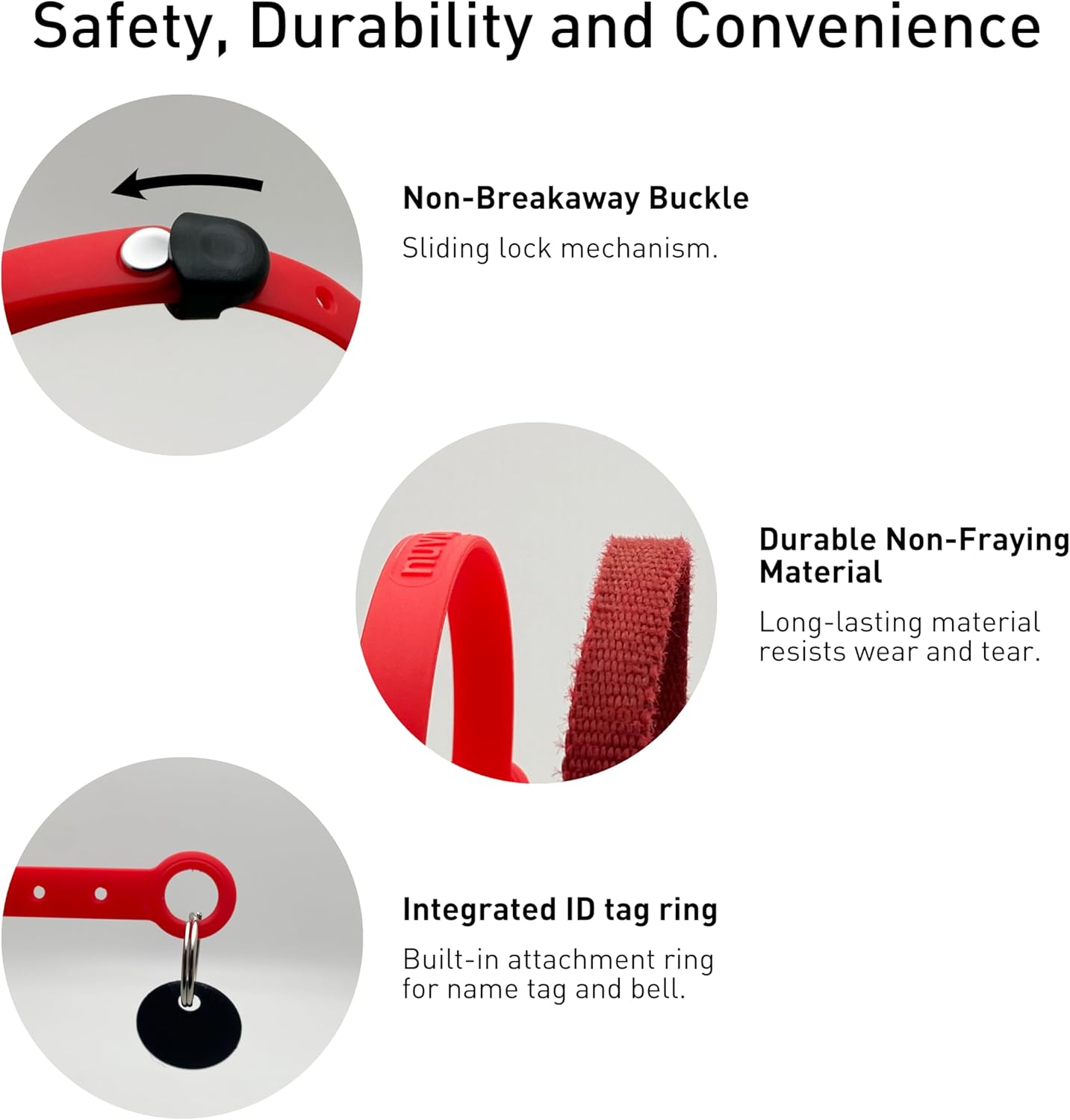 Waterproof Dog Collar - Durable, Comfortable and Adjustable Silicone Dog Collar with Wear Resistant Buckle and ID Tag Ring for Small Dogs by Nuvuq (Black, Small)