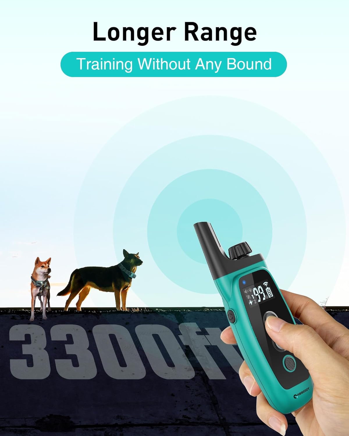 ABBIDOT Shock Collar 2 Dogs - 3300ft Dog Training Collar with Remote, 151 Levels Electric Collar, Safety Lock, Waterproof Rechargeable E Collar for Small Medium Large Dogs (Deep Black, 2 Collars)