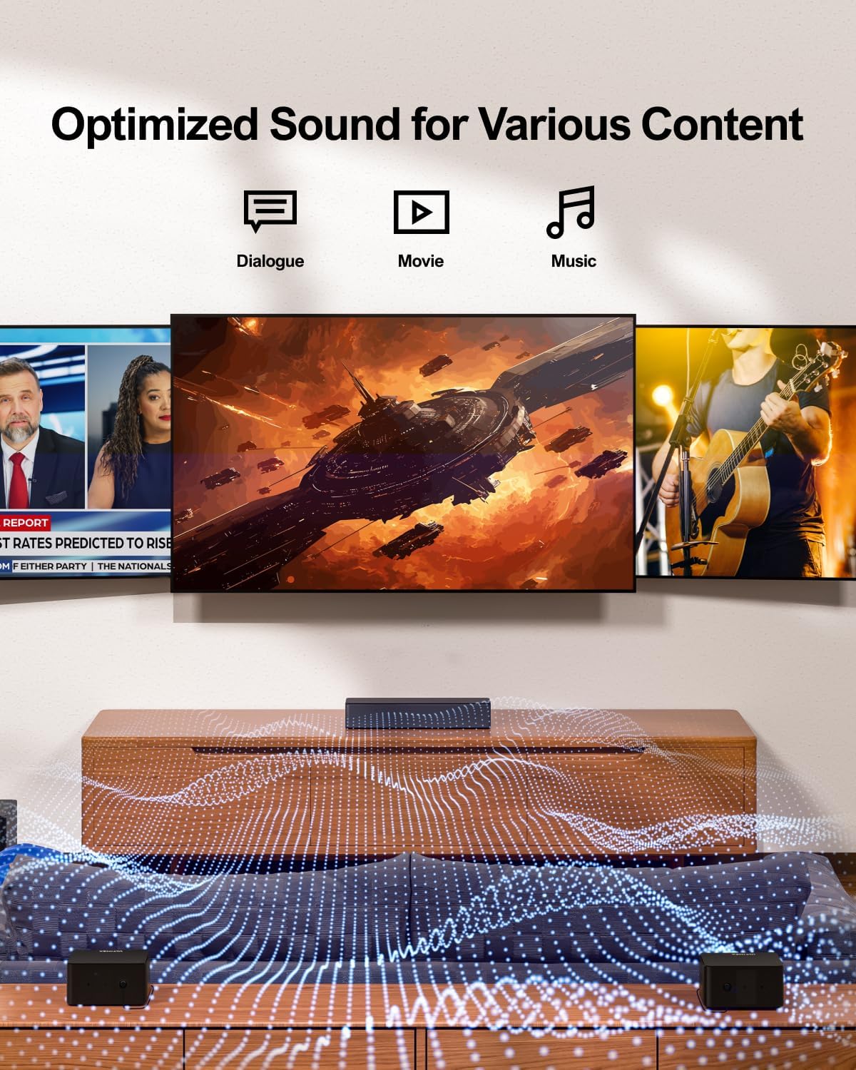 ULTIMEA 5.1 Virtual Surround Sound Bar, 320W Peak Power Soundbar with Subwoofer, Surround Sound System Home Theater Sound Bar for TV, Adjustable Subwoofer and Surround Speaker, HDMI ARC, Poseidon D50