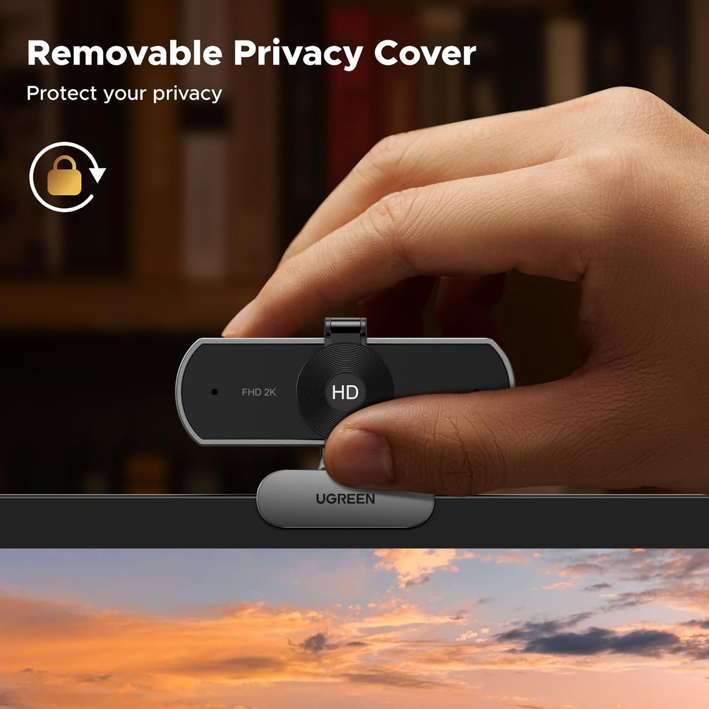 UGREEN 2K Webcam, Webcam for PC Ultra HD 1440P Computer Camera with Microphone, PC Camera with Privacy Cover, USB-A Web Camera for Streaming, Conferencing, Video Calling, Zoom, Skype, Teams, Facetime
