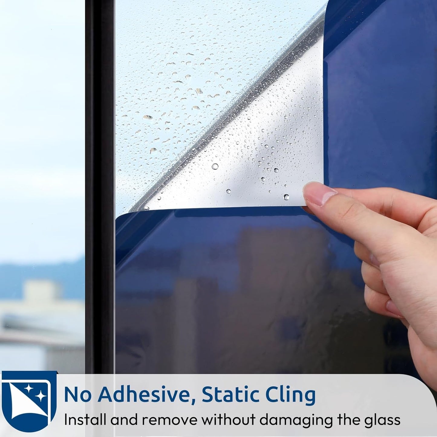 rabbitgoo Window Films for Privacy, Static Cling Frosted Glass Sticker, Non-Adhesive Privacy Film Sun Blocking Window Covering Frosting Vinyl Bathroom Sliding Glass Door, 44.5 x 200cm, Pure Frosted