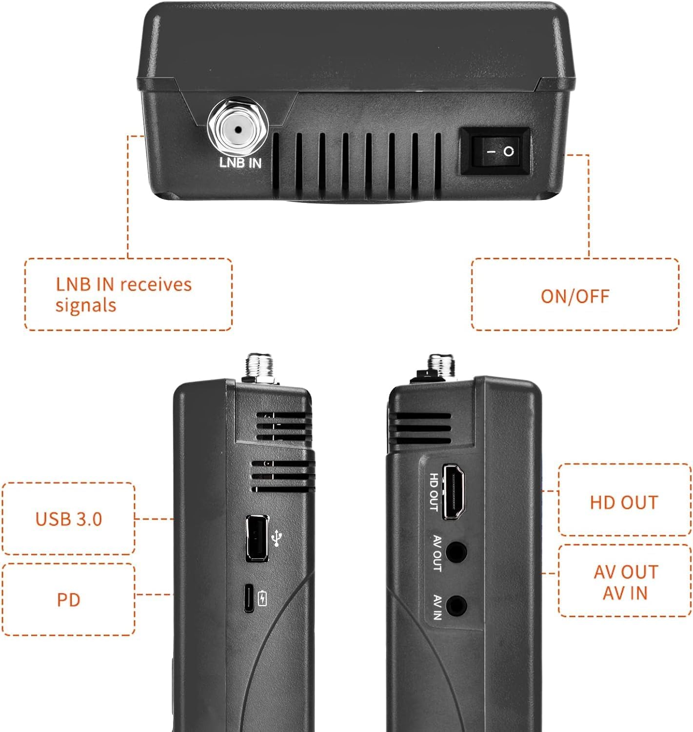 V8 Finder 2 TV Signal Finder Meter, DVB-S/S2/S2X Signal Receiver with 3.5 inch HD Digital Display, H.264 Auto Calculate Angle Built-in 4000mAh Battery for Adjusting Sat Dish