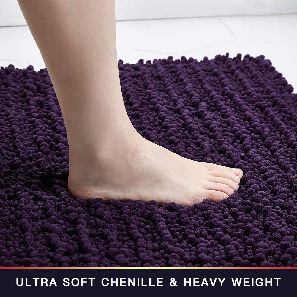Walensee Bathroom Rug Non Slip Bath Mat (24x17 Inch Blush) Water Absorbent Super Soft Shaggy Chenille Machine Washable Dry Extra Thick Perfect Absorbant Best Small Plush Carpet for Shower Floor
