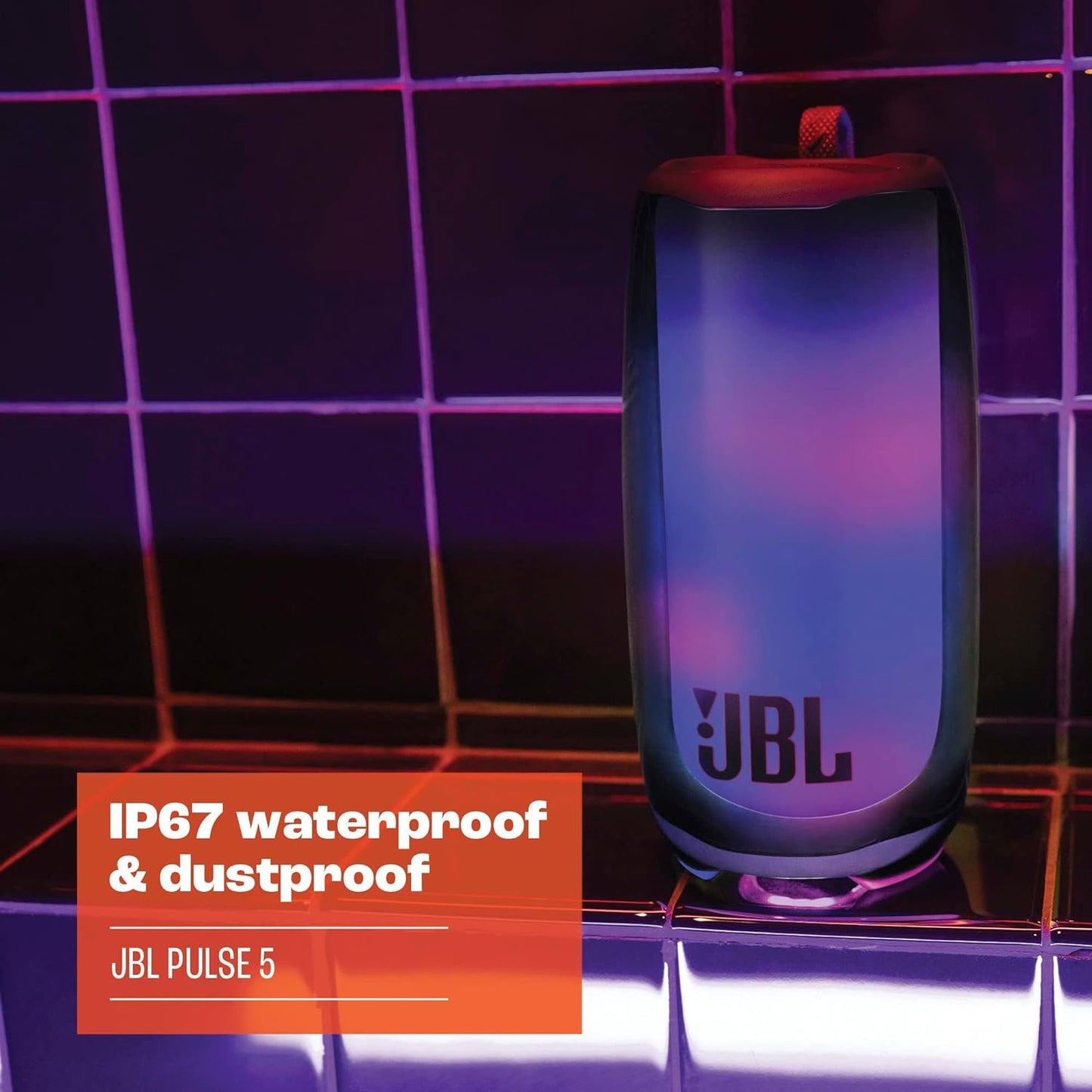 JBL Pulse 4 Portable Waterproof Wireless Bluetooth Speaker with 360 Sound, Light Show and up to 12 Hours of Battery Life - Black