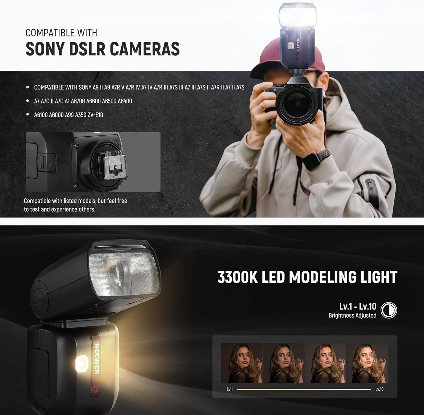 NEEWER Z880-C 2.4G 76Ws TTL Camera Flash Speedlite Compatible with Canon, Upgraded UI, Adjustable Modeling Lamp, TTL/M Quick Switch TCM Key, 1/8000s HSS 7.2V/3000mAh Battery 600 Full Power Flash