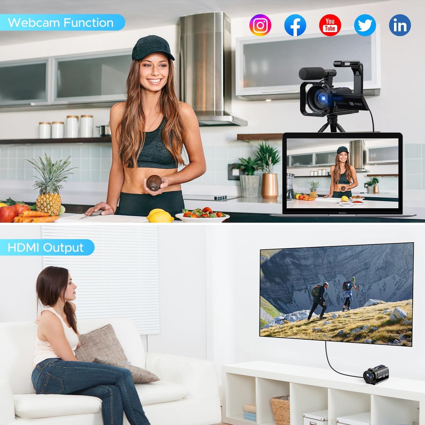 5K Camcorder Video Camera, 56MP Dual Lens WiFi IR Night Vision YouTube Vlogging Camera,16X Digital Zoom Touch Screen Cam Corder, Camcorder 5K with 64GB SD Card, 2 Batteries, Tripod, Remote Control