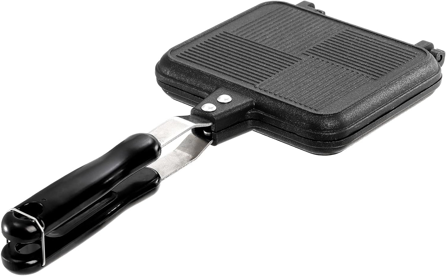 Elsjoy Hot Sandwich Panini Maker with Handle, Non-Stick Double Sided Frying Pan Grilled Sandwich Maker, Stovetop Toasted Sandwich Press for Home, Kitchen, Breakfast