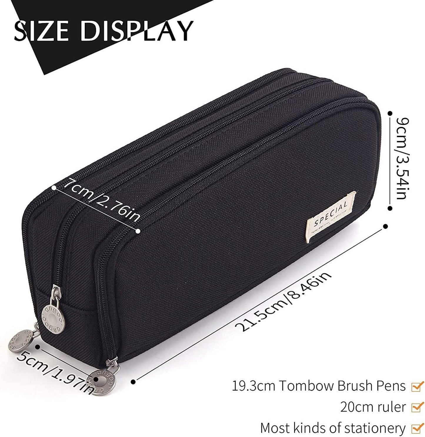 Big Capacity Pencil Case, OLIYuMi 3 Compartment Pencil Pouch Pencil Bag Storage Box Stationery Organizer Makeup Bag with Zipper Closure for Student Office College Boys and Girls (Pink)