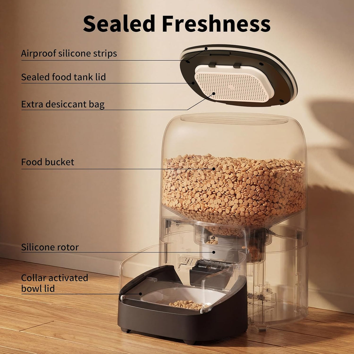 HoneyGuaridan RFID Automatic Cat Feeder, Cat Feeder with Collar Tag Sensor