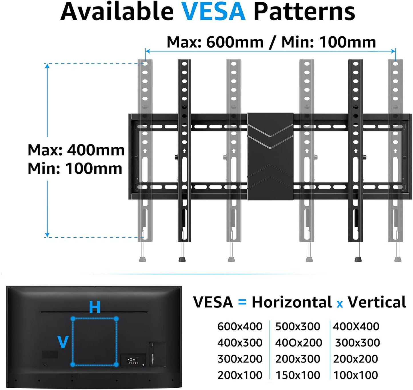 MOUNTUP UL Listed TV Wall Mount, Tilting TV Bracket for Most 26-60 Inch LED LCD OLED Flat/Curved TVs, Low Profile TV Mount Save Spacing - Fits 12" to 16" Stud, Max VESA 400x400mm up to 99 LBS, MU0007