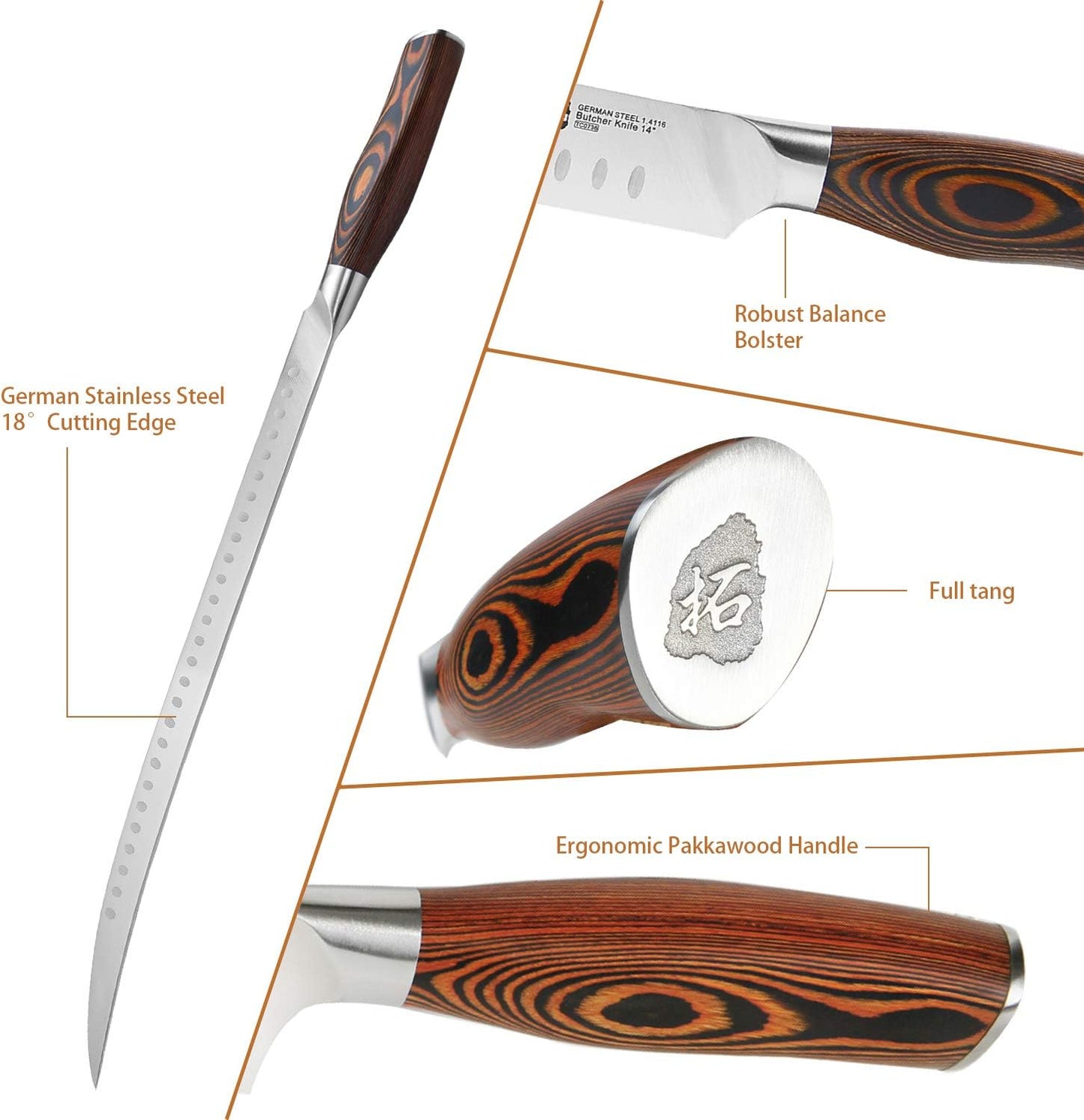 TUO Boning Knife - Razor Sharp Fillet Knife - High Carbon German Stainless Steel Kitchen Cutlery - Pakkawood Handle - Luxurious Gift Box Included - 7 inch - Fiery Phoenix Series