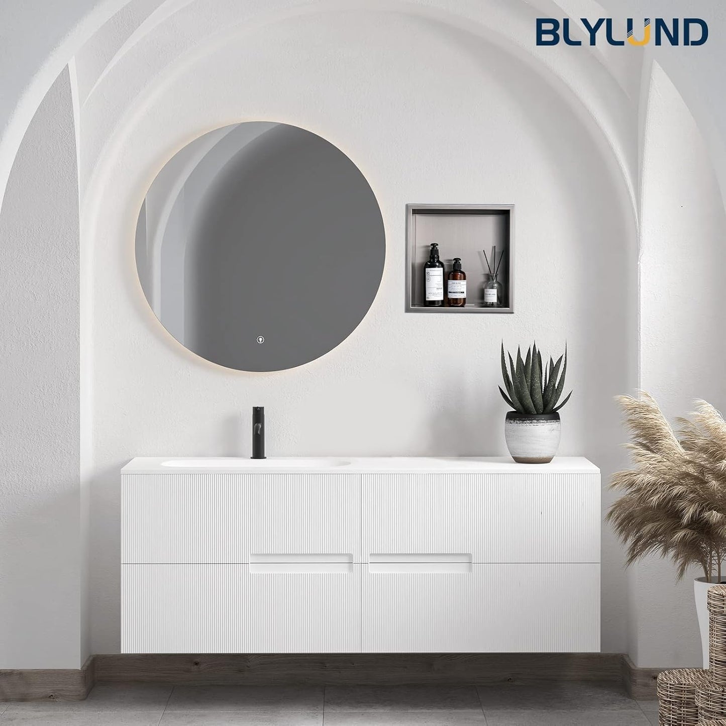 BLYLUND Shower Niche 12" x 24" NO Tile Needed,Matte Black Double Shelf Organizer, Square Corners Wall-Inserted Niche Recessed Shower Shelf Modern Soap Niche for Bathroom