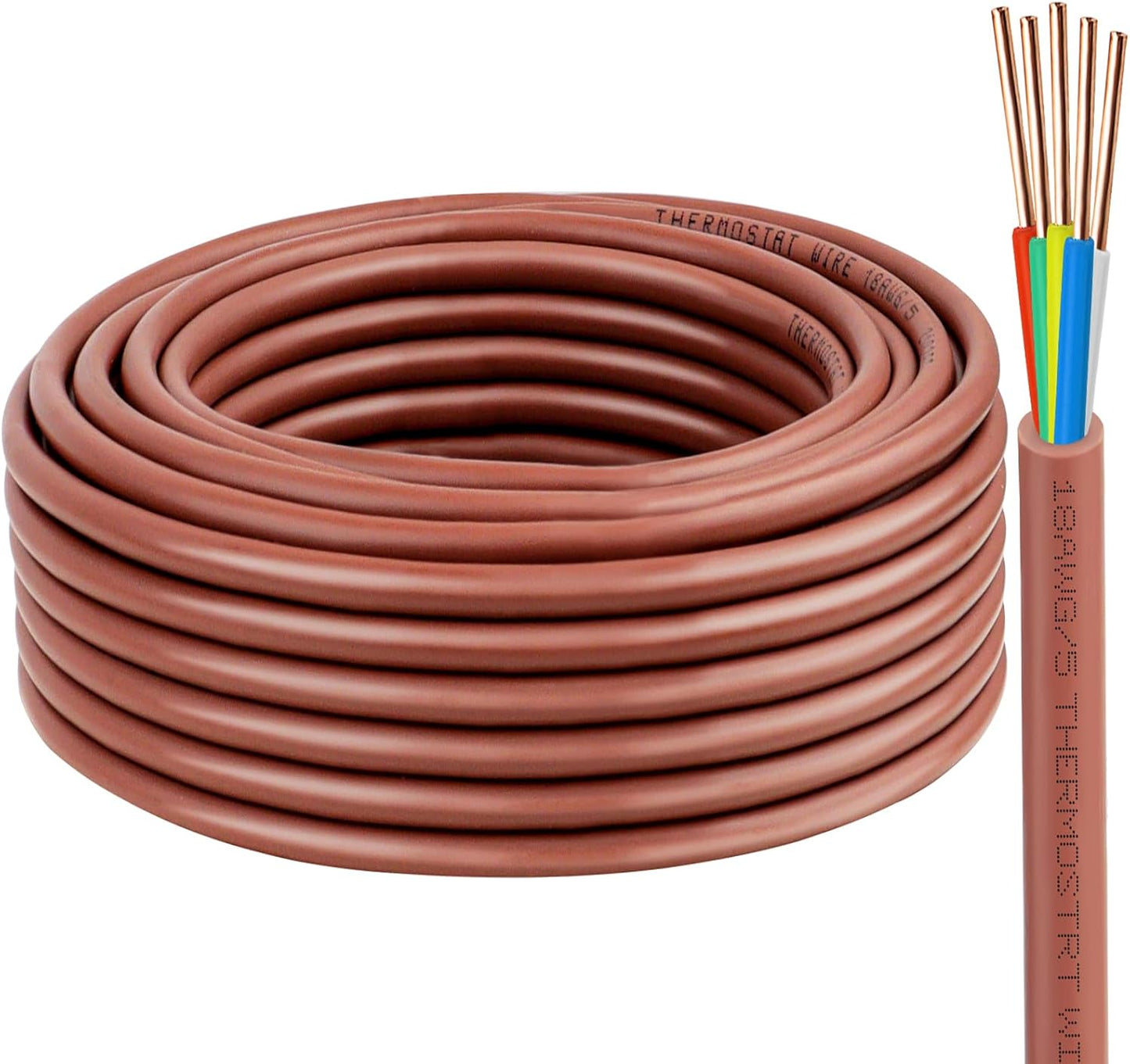 XRDS -RF 18/5 Thermostat Wire - 75 Feet, 5 Conductor Thermostat Cable for HVAC Heating and Cooling - 18 AWG Copper Wire