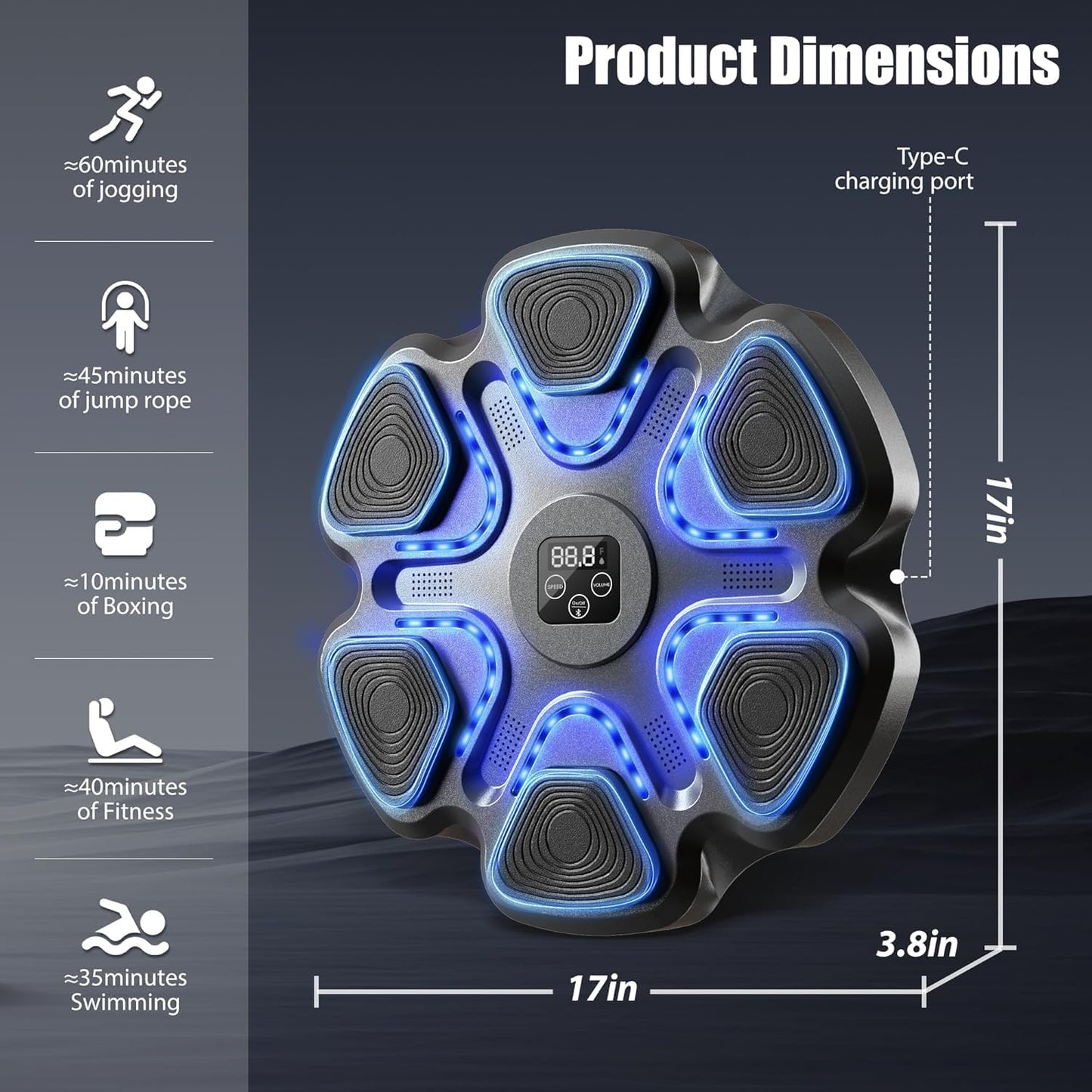 Music Boxing Machine, Music Punching Machine for Adults Kids, Smart Bluetooth Boxing Training Equipment with Gloves Wall Mounted, Workout Punching Machine for Home,Office and Gym
