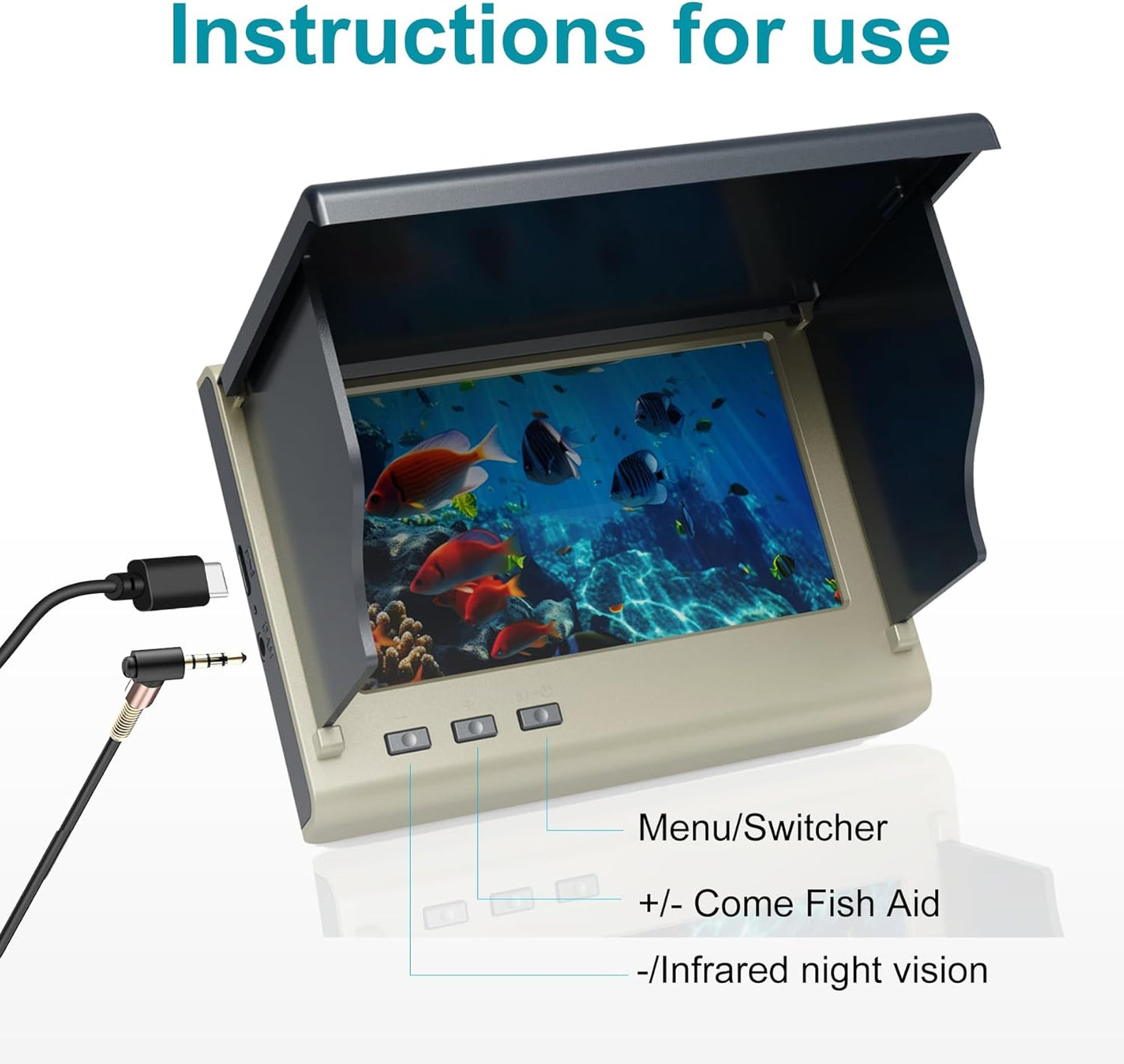 Underwater Fishing Camera with 4.3 Inch LCD, 5000mAh Battery, Infrared Night Vision Light, Portable Fish Finder with 100ft Cable for Ice Lake Boat Kayak Fishing