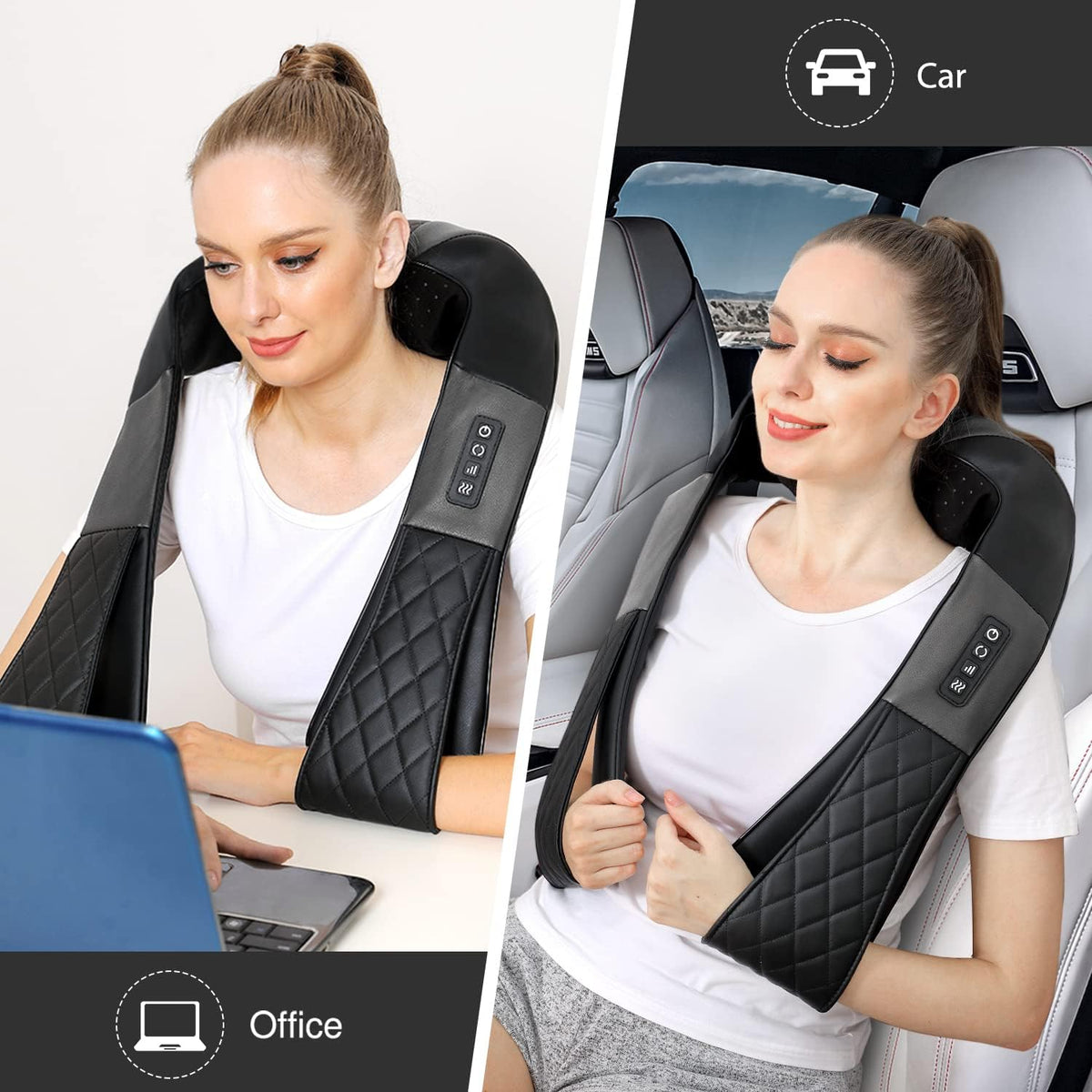 Neck Massager with Heat, Shiatsu Back Neck and Shoulder Massager - Gifts for Women/men/Mom/Dad - Electric Deeper Tissue 4D Kneading Massage, Use at Home, Office, Car - PuriLite