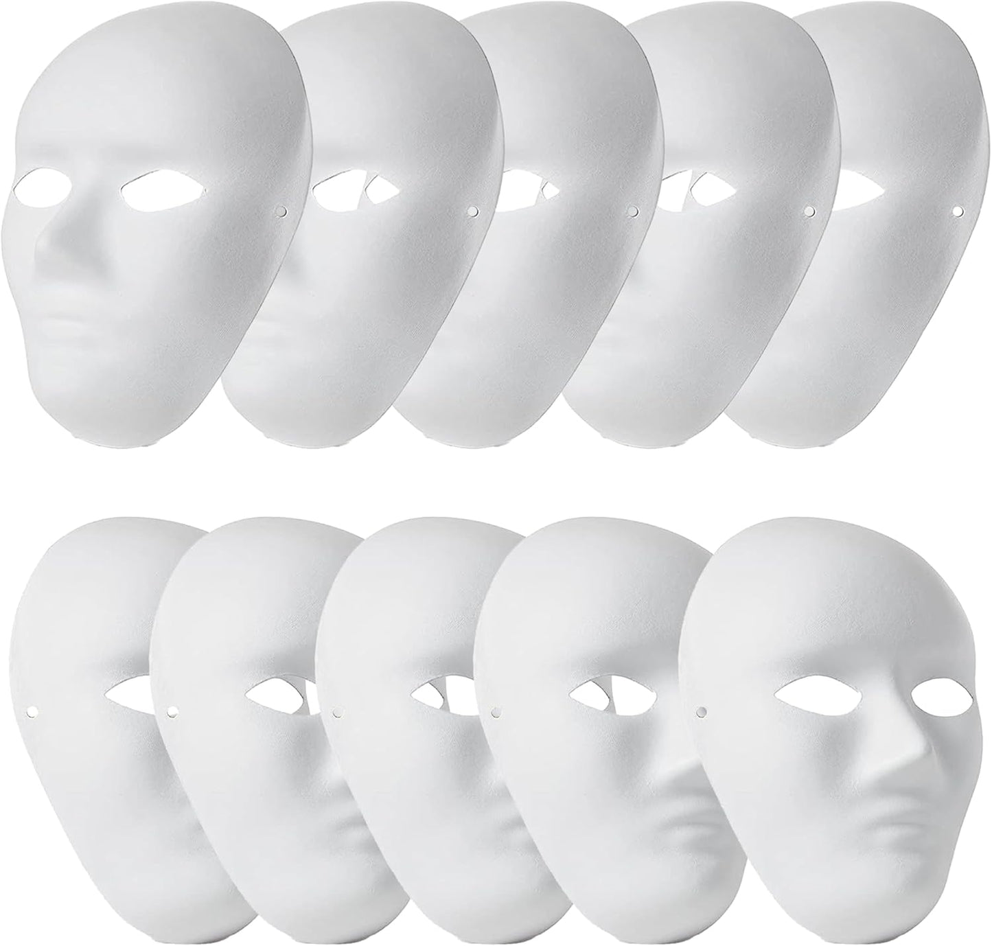 woshilaoDS 10 Pcs DIY Full Face Masks, Blank White Paintable Paper Mache Mask, DIY Craft Mask Masquerade Cosplay Halloween Mardi Gras Party Masks for Full Face Men, Women Masks