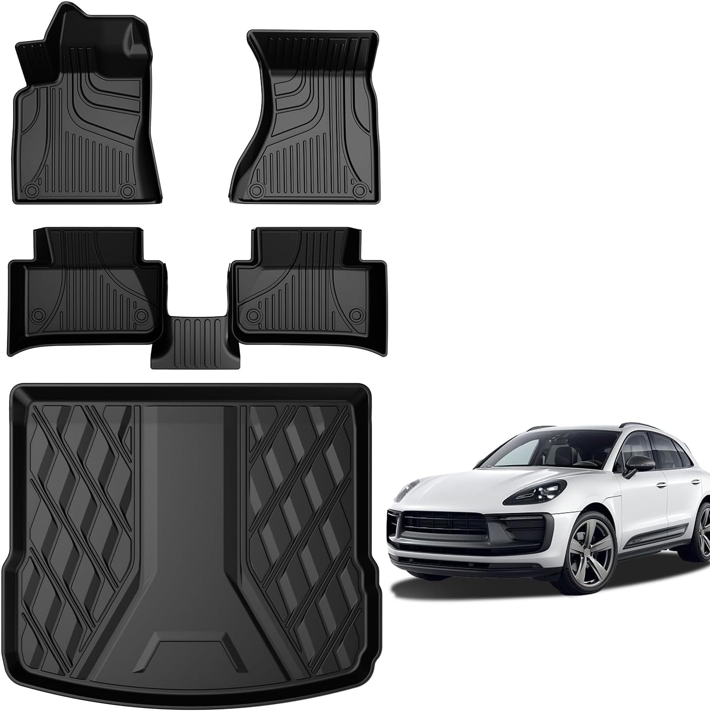AOMSAZTO Floor Mats & Trunk Mat for 2024 2025 Chevy Equinox EV (Non Fuel),TPE All Weather Protection 2 Rows Car Floor Liners with Cargo Liner for Chevrolet Equinox EV (Non Fuel)
