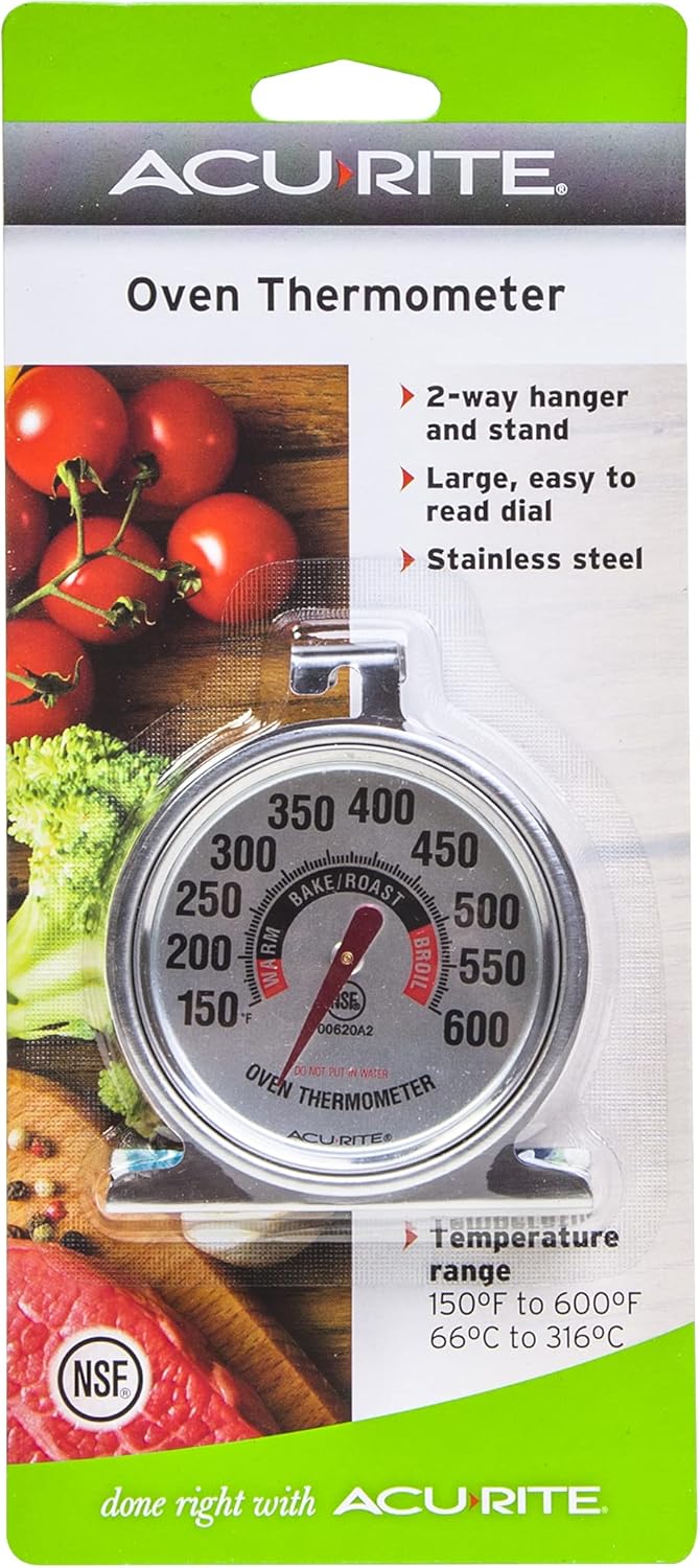 AcuRite 00620A2 Stainless Steel Oven Thermometer (150°F to 600°F)
