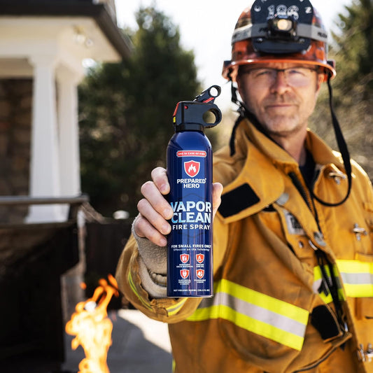 Vapor Clean Fire Spray by Prepared Hero - 8 Pack - Portable Fire Extinguisher for Home, Car, Garage, Kitchen - Works on Electrical, Grease, Battery Fires & More - Compact, Easy to Use