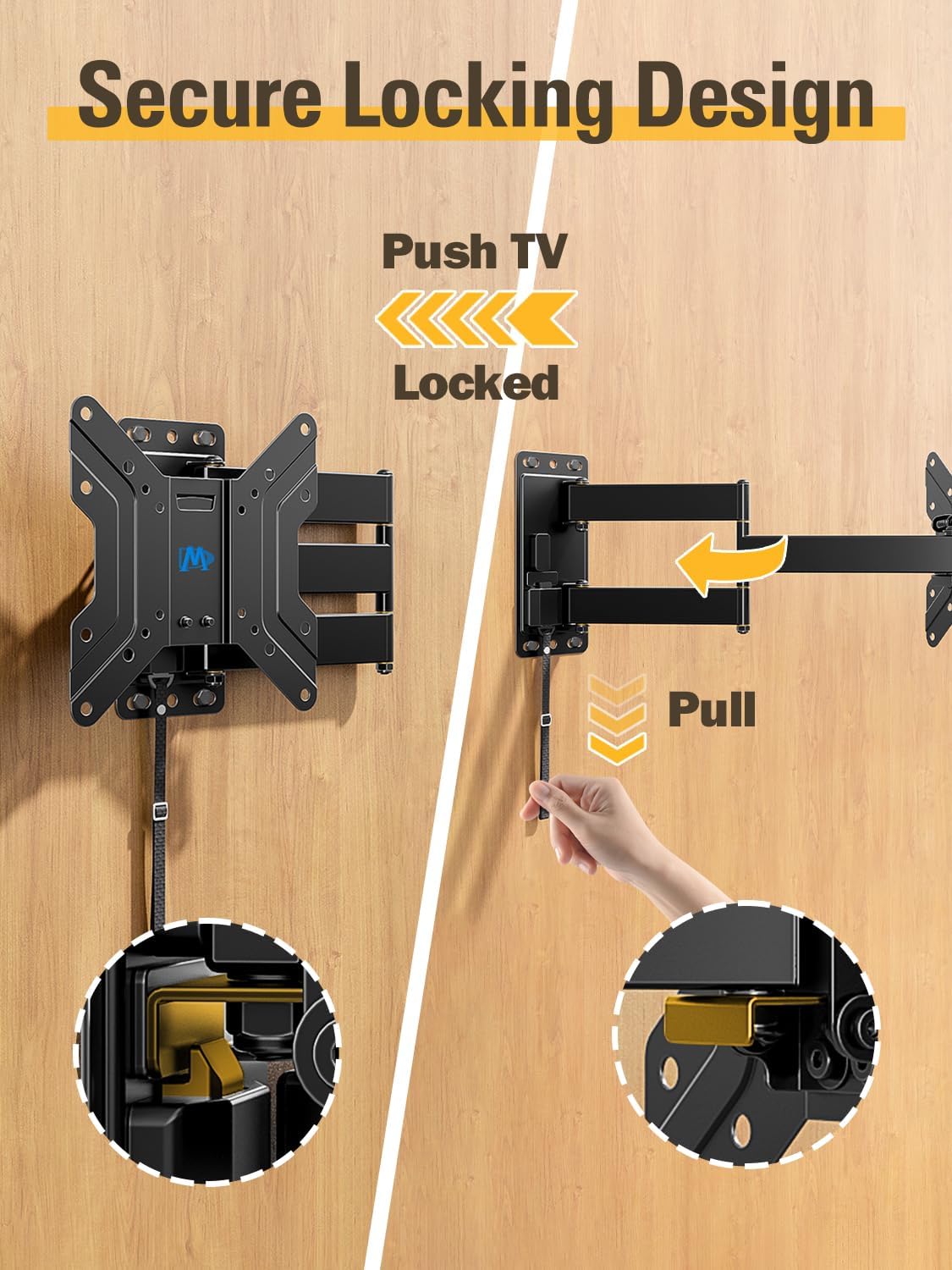 Mounting Dream UL Listed RV TV Wall Mount for 17-43 Inch TV, Full Motion Lockable RV Mount on Motor Home Camper Truck Trailer Marine Boat, Quick Lock and Release in 1 Step VESA 200mm, 44 lbs, MD2210