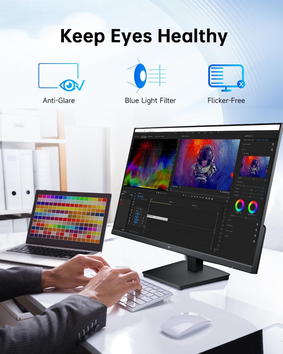 KTC 32 Inch 2K Computer Monitor, IPS 1440p Monitor with Ultra-Thin Bezels, HDR10, Freesync/G-sync, HDMI/DP Ports, Tilt Adjustable, Eyecare, Ideal for Business, Office, and Casual Gaming