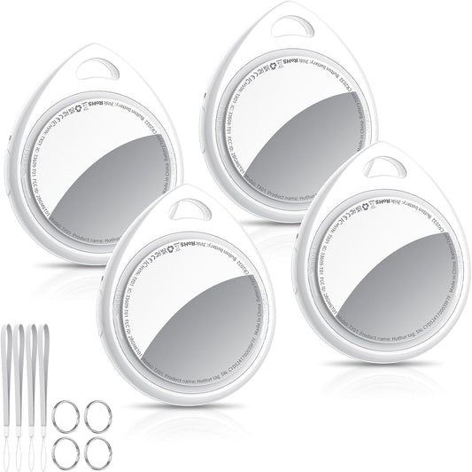 Air Tracker Tags 4 Pack, 5.3 Bluetooth Trackers Work with Apple Find My (iOS Only), 100dB Sound Trackers, Smart Tags with Keychain/Lanyard, Item Finders for Luggage/Key/Suitcases, Replaceable Battery.