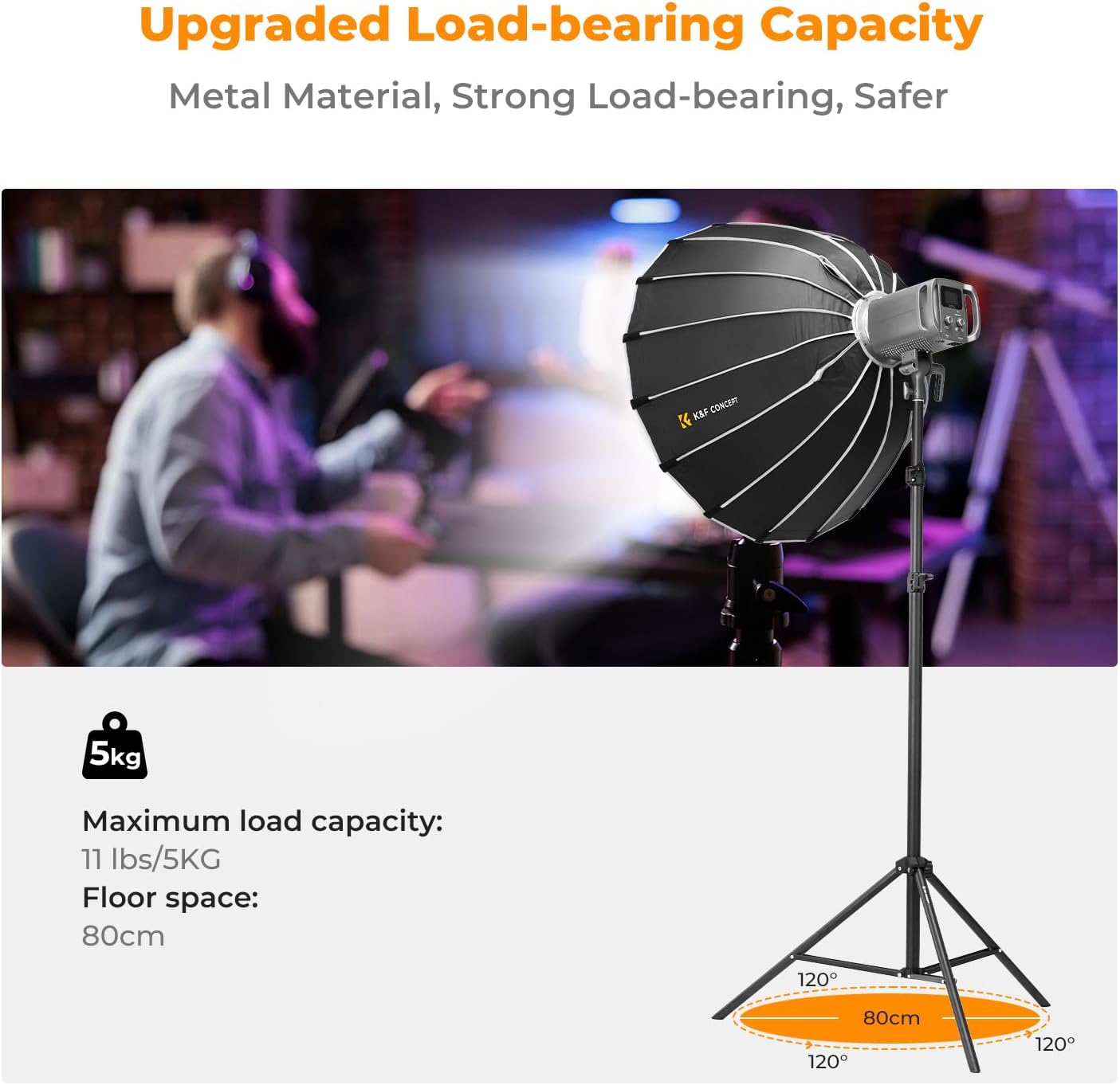 K&F Concept Light Stand for Photography, 7.5ft/2.3M Portable Extendable Photo Video Tripod Stand, Lighting Tripod with 1/4" Screw for Lighting/Strobe Light/Webcams/Cameras/Softbox, with Storage Bag
