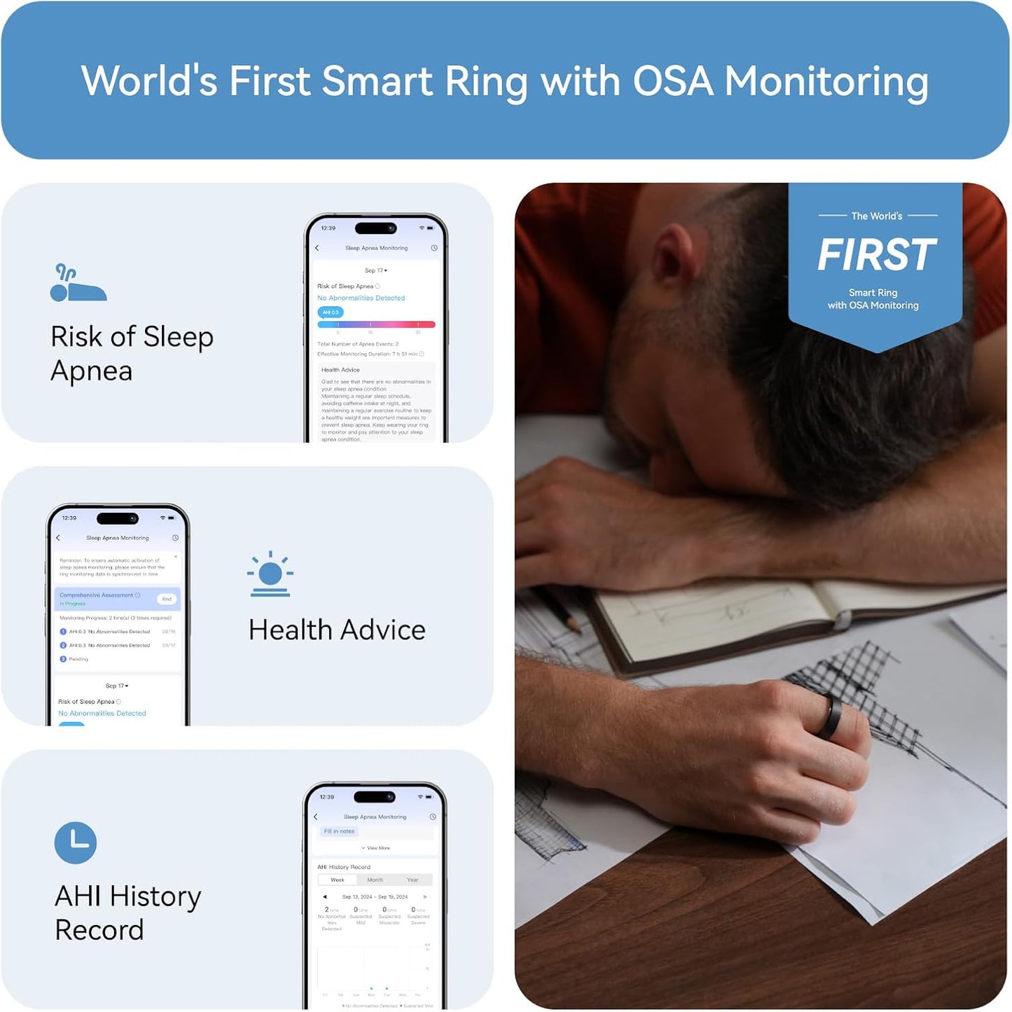 RingConn Gen 2 Smart Ring, No App Subscription, Size First with Sizing Kit, 12-Day Battery Life, Stress/Women's Health Tracker, Compatible with Android & iOS (Black, Size 8)