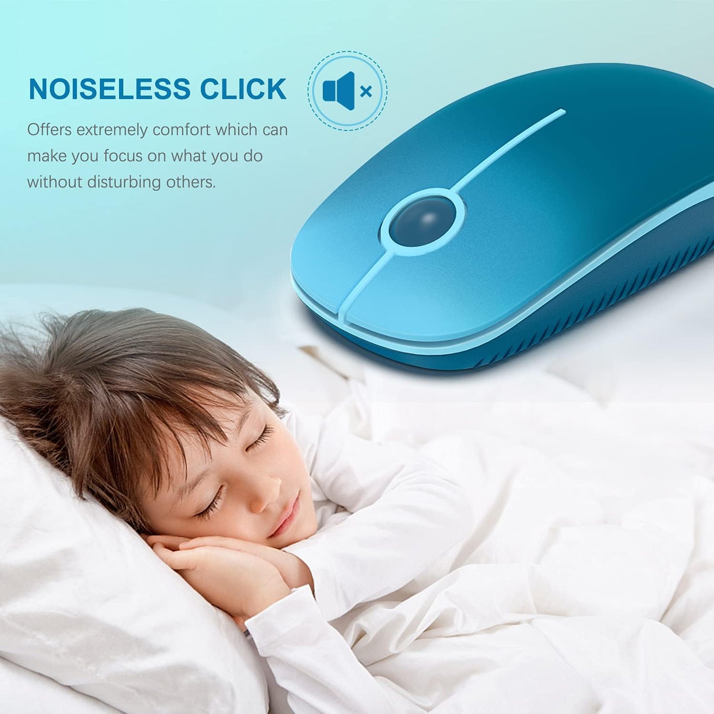 Wireless Mouse, Vssoplor 2.4G Slim Portable Computer Mice with Nano Receiver for Notebook, PC, Laptop, Computer (Black and Sapphire Blue)