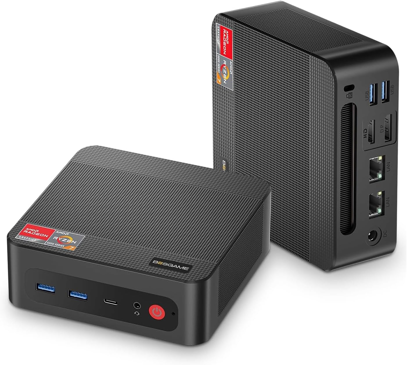 BOSGAME P4 Plus Mini PC Desktop Computers, AMD Ryzen 7 5825U (up to 4.5GHz), 32GB DDR4, 1TB PCIe SSD, Dual LAN 2.5G & Wi-Fi 6E & BT5.2, 4K Triple Display, Compact Silent PC for Gaming, Office, Design