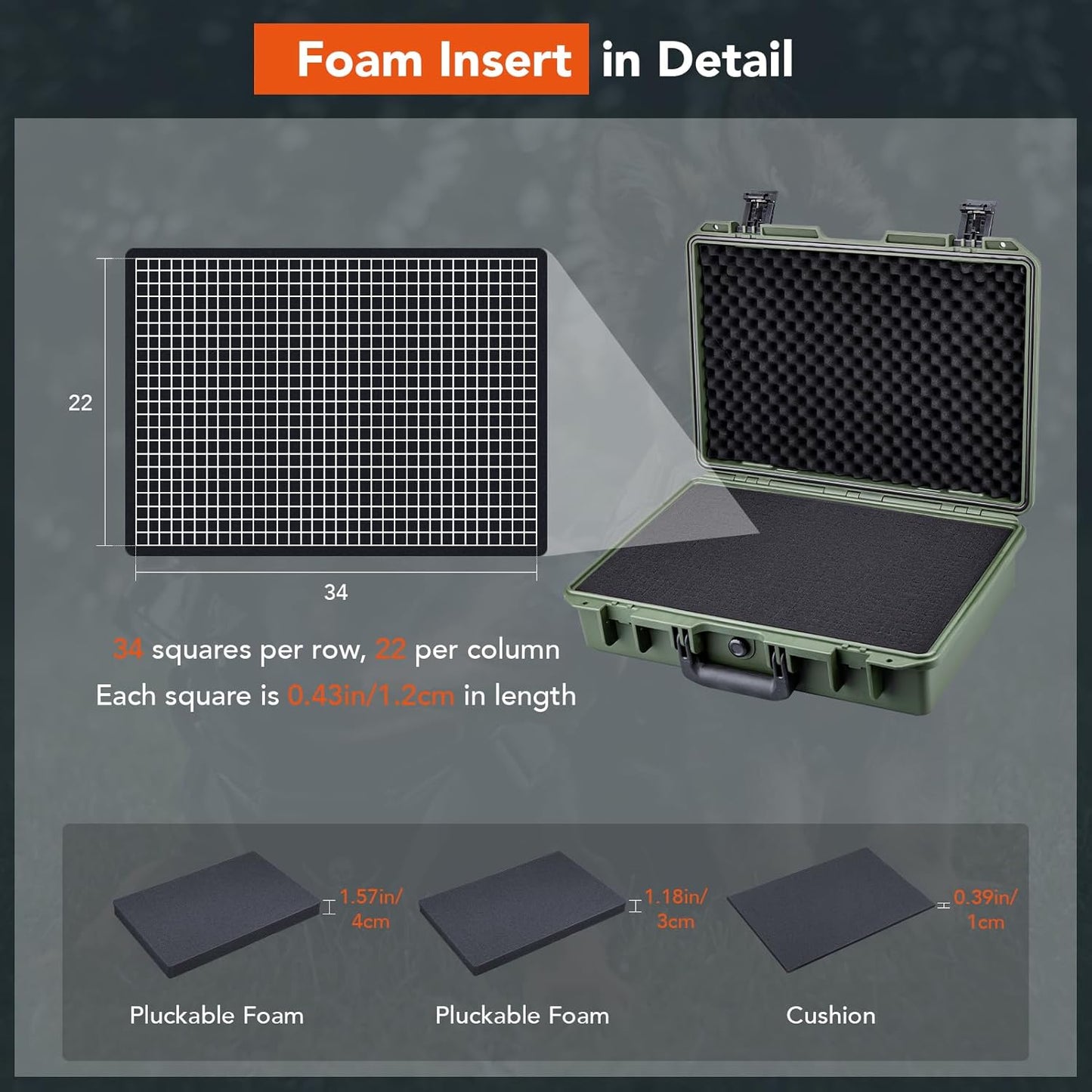 Lykus HC-4410 Waterproof Hard Case with Customizable Foam Insert, Interior Size 17.32x11.42x4.72 in, Suitable for up to 16" Laptop,Starlink Mini,Keyboard,Drill,Audio Mixer,mic,Flashlight,and More