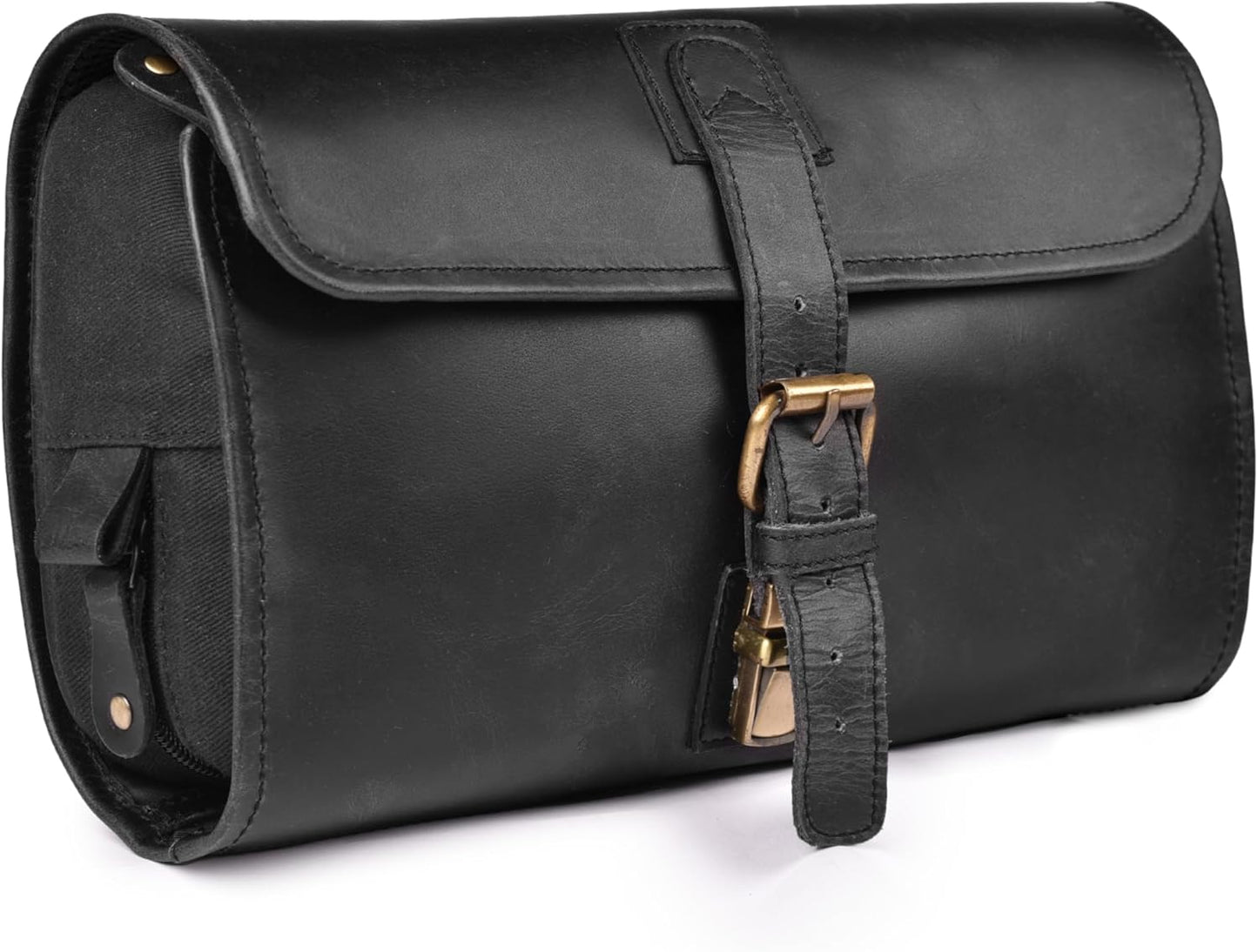LEATHER VILLAGE Hanging Toiletry Bag for Men & Women, Handcrafted Vintage Cosmetic & Shaving Organizer Travel Dopp Kit- Brown