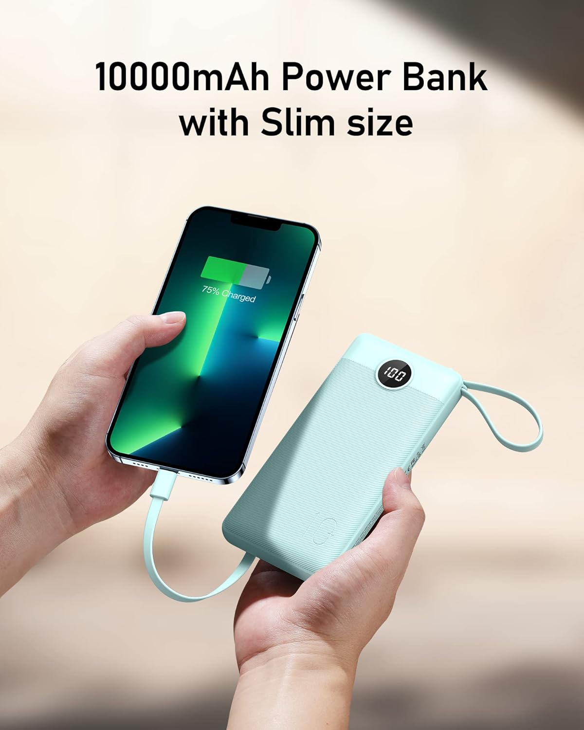 VEEKTOMX Power Bank with Built-in Cables 10000mAh Portable Charger for iPhone Slim Fast Charge USB C Battery Pack Travel Essentials Powerbank Compatible with iPhone, Samsung, Android, etc